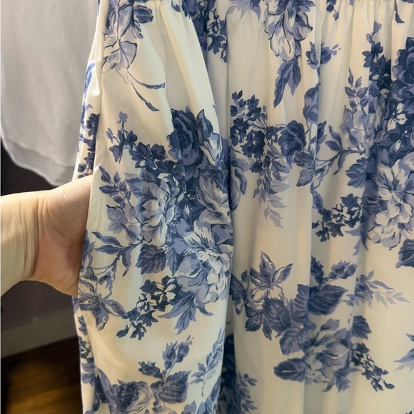 Abercrombie & Fitch Emerson Blue Floral Puff-Sleeve Midi Dress - Picture 5 of 6